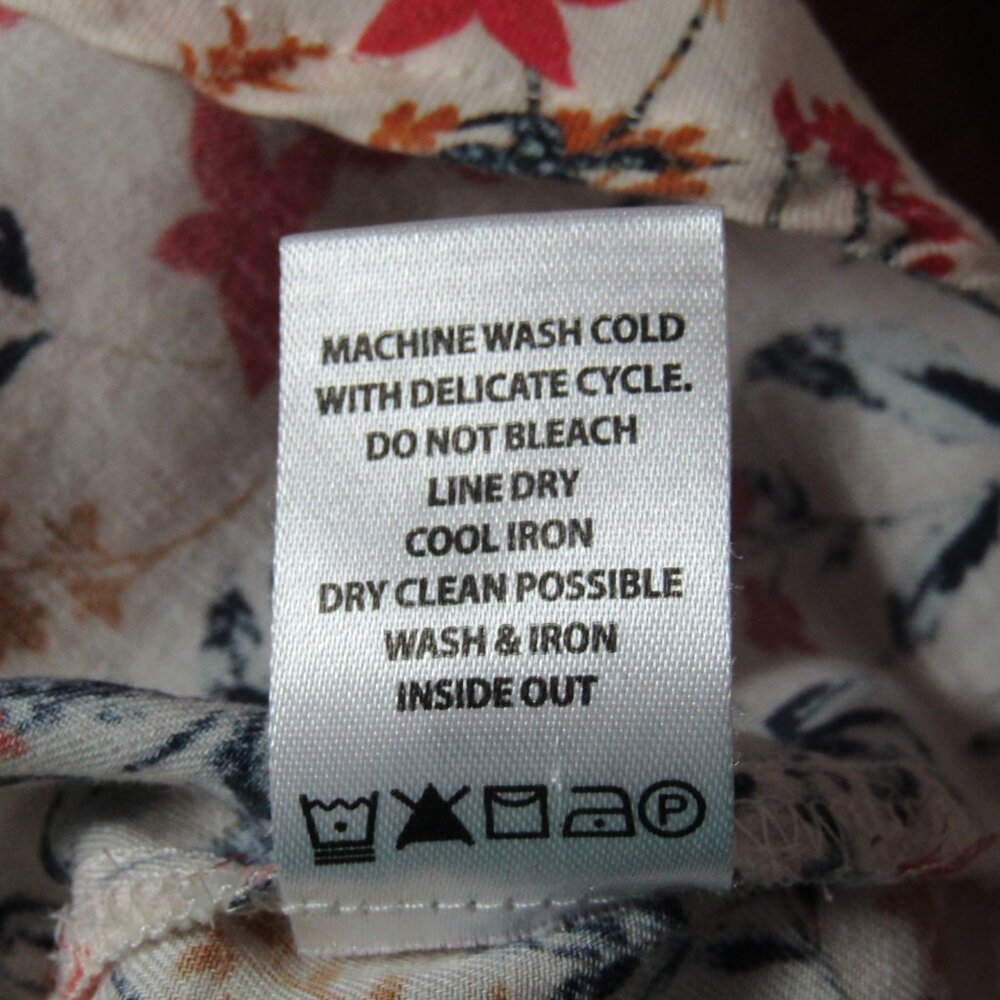 Spartina 449 Cream Floral Linen Blend Button Up Top Blouse Size XL Long Sleeve - Picture 9 of 10